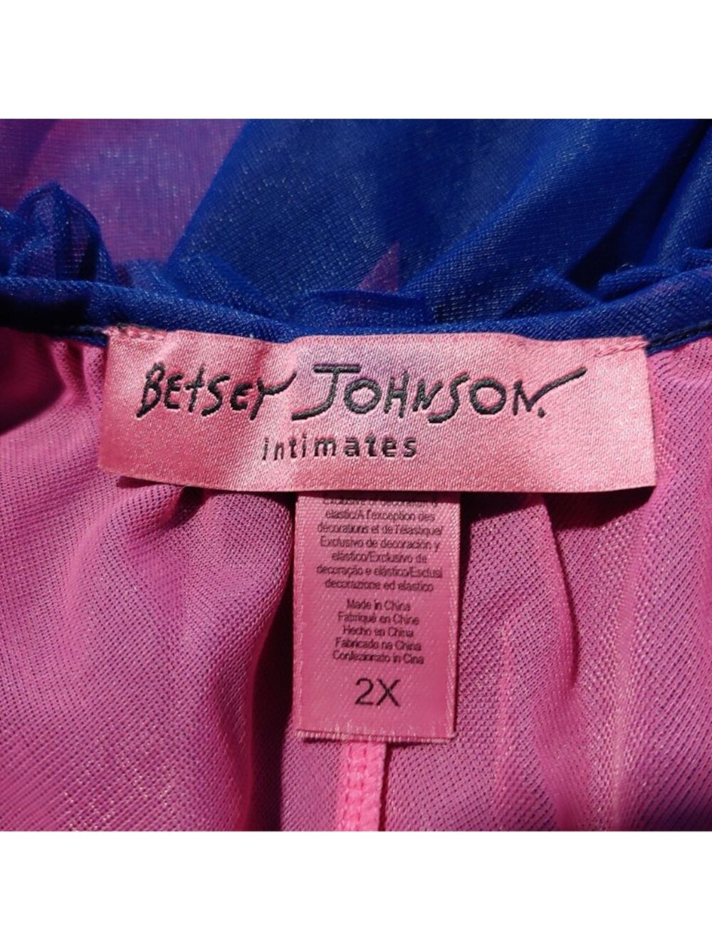 Betsey Johnson Chiffon Babydoll Rosette Nightgown Fairycore Coquette Romantic 2X - Picture 8 of 8